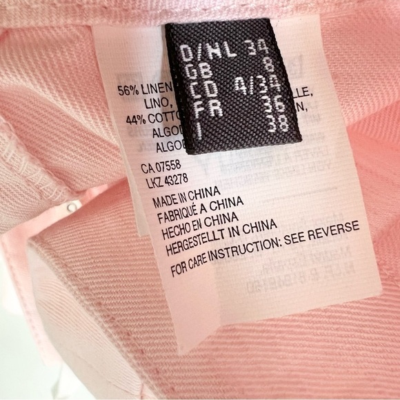 MEXX pastel pink linen blend tailored straight leg pants 4 - Picture 12 of 13